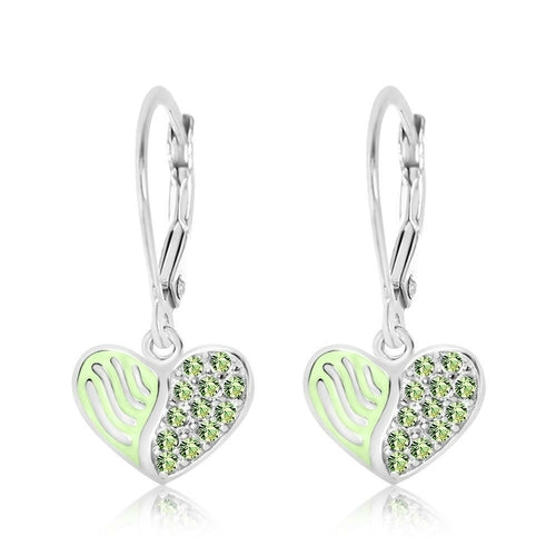 Crystal Enamel Fashion Heart Leverback Earrings