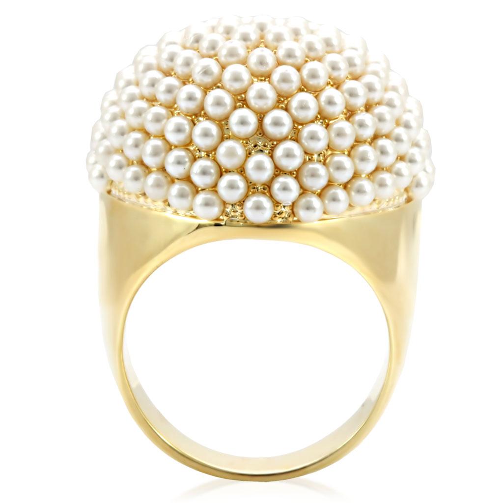 1W058 Gold Brass Ring with Synthetic in Citrine