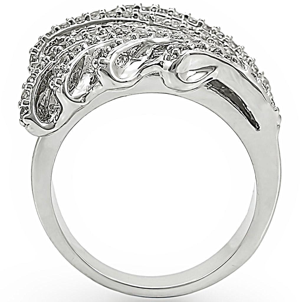 1W018 Rhodium Brass Ring with AAA Grade CZ in