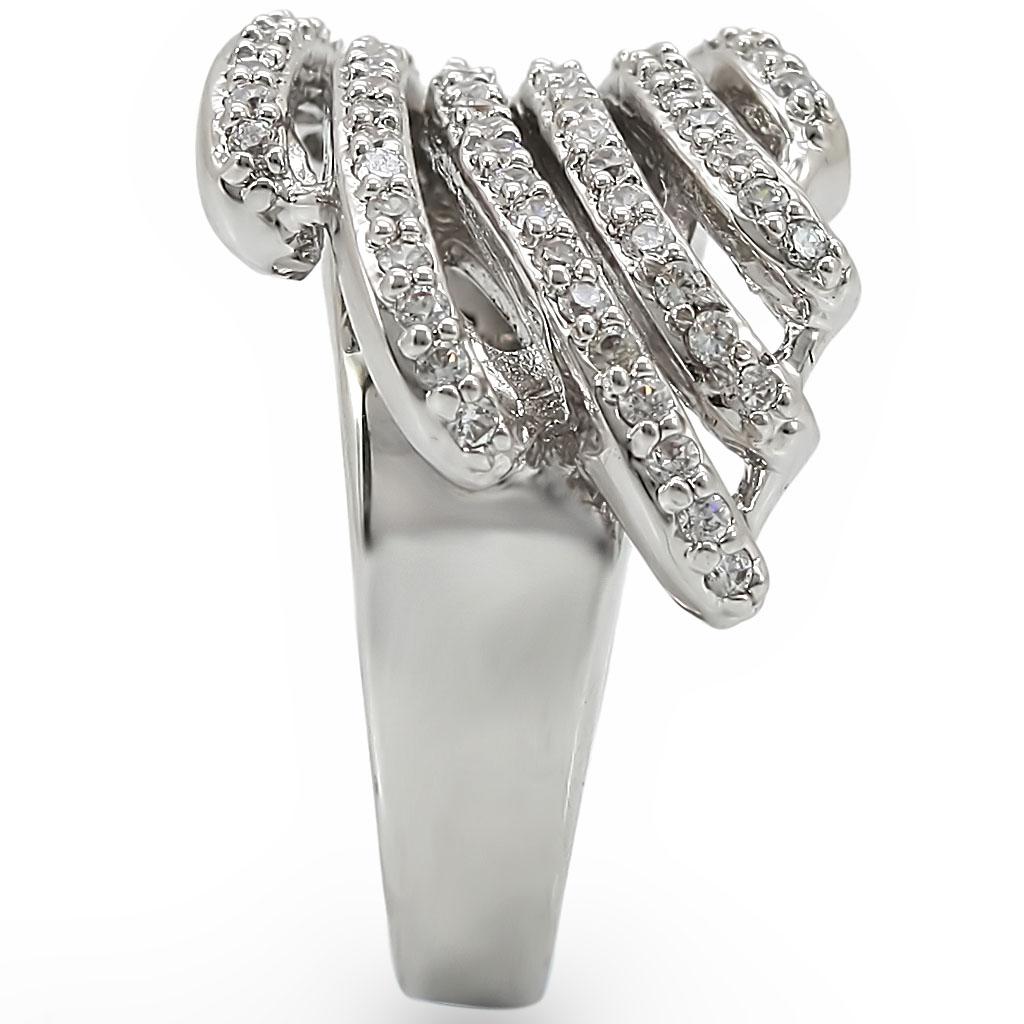 1W018 Rhodium Brass Ring with AAA Grade CZ in