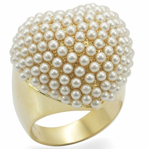 1W058 Gold Brass Ring with Synthetic in Citrine