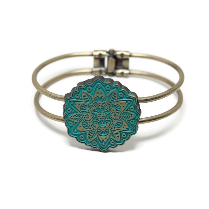 Mandala Hinged Cuff - Solid Color