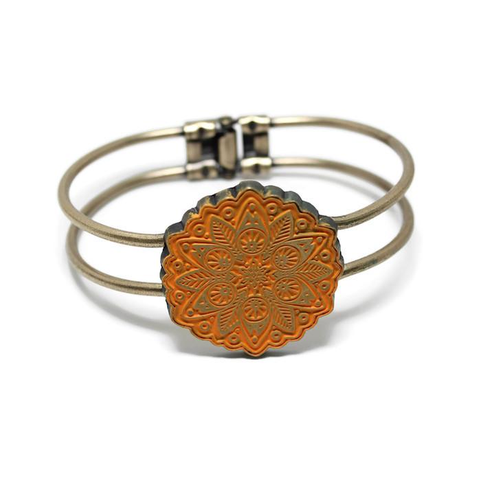 Mandala Hinged Cuff - Solid Color