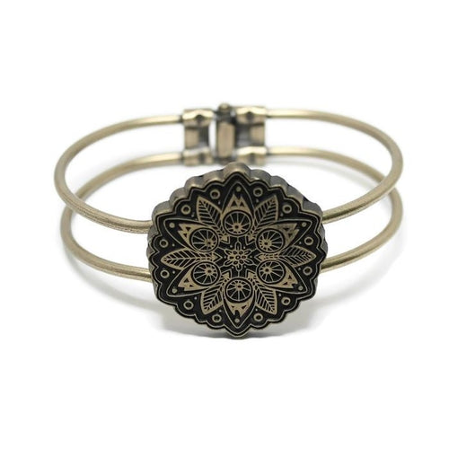 Mandala Hinged Cuff - Solid Color
