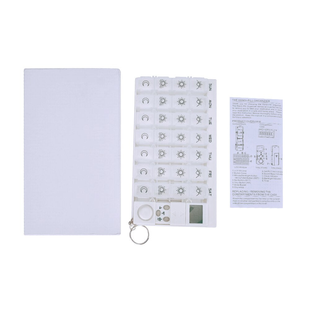 28 Grids Pill Box Timer 7 Days Medicine Organizer Storage Tablet Pill