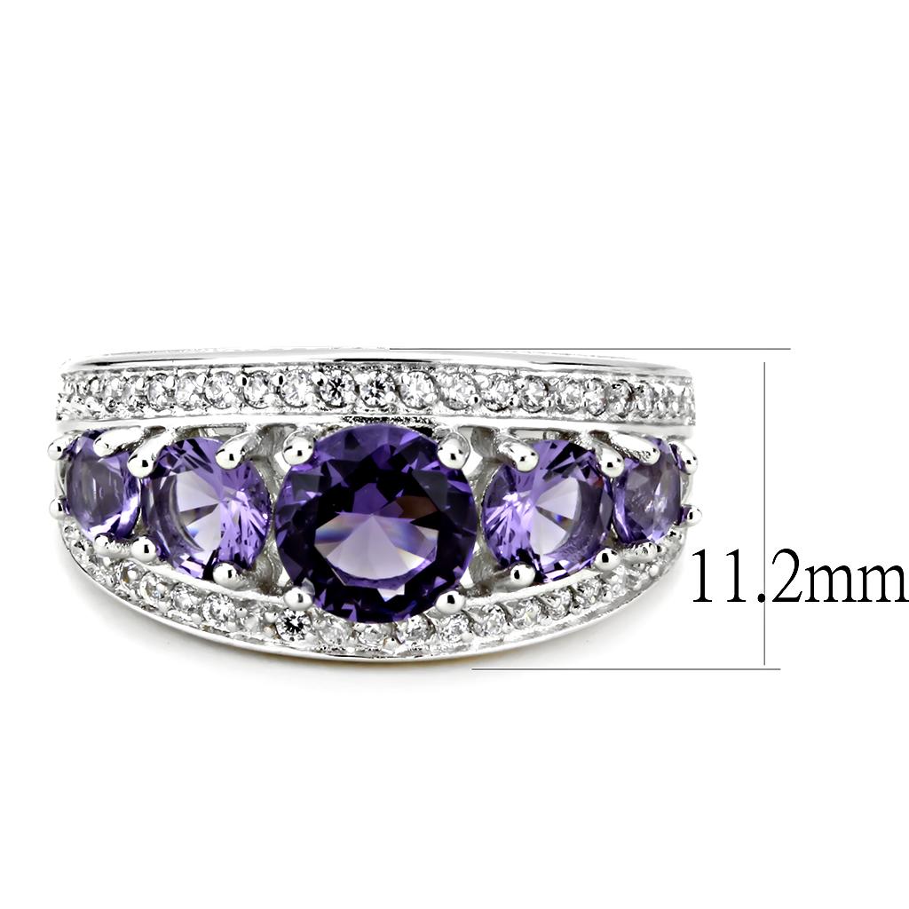 3W1530 Rhodium Brass Ring with Synthetic Stone