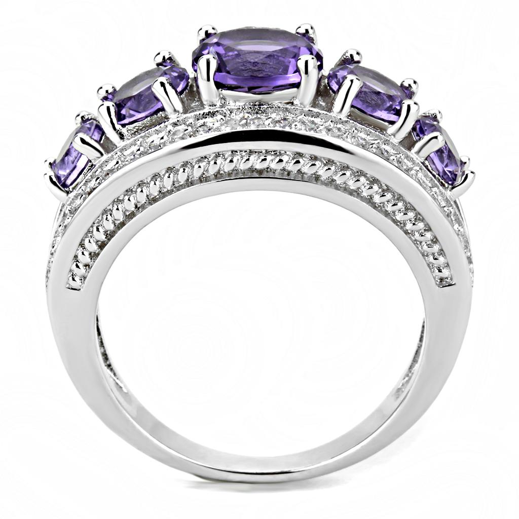 3W1530 Rhodium Brass Ring with Synthetic Stone