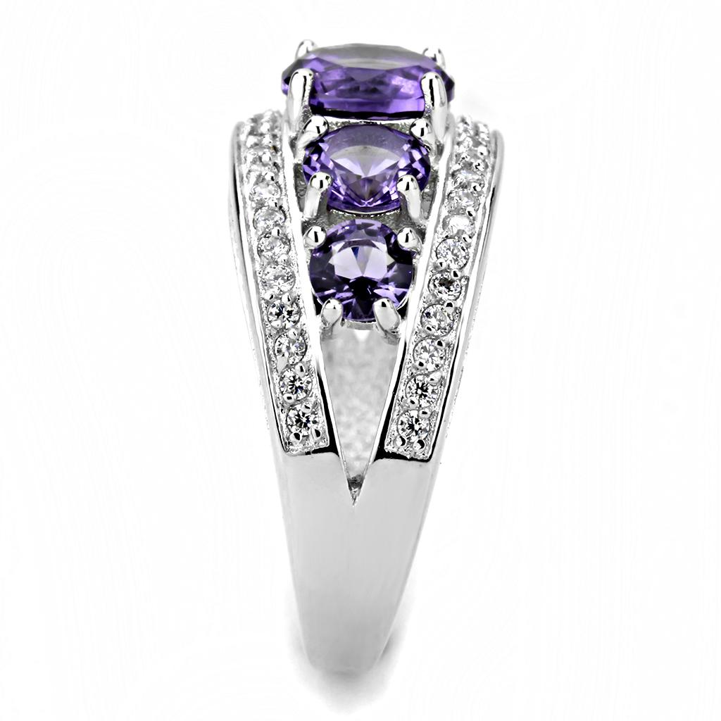 3W1530 Rhodium Brass Ring with Synthetic Stone