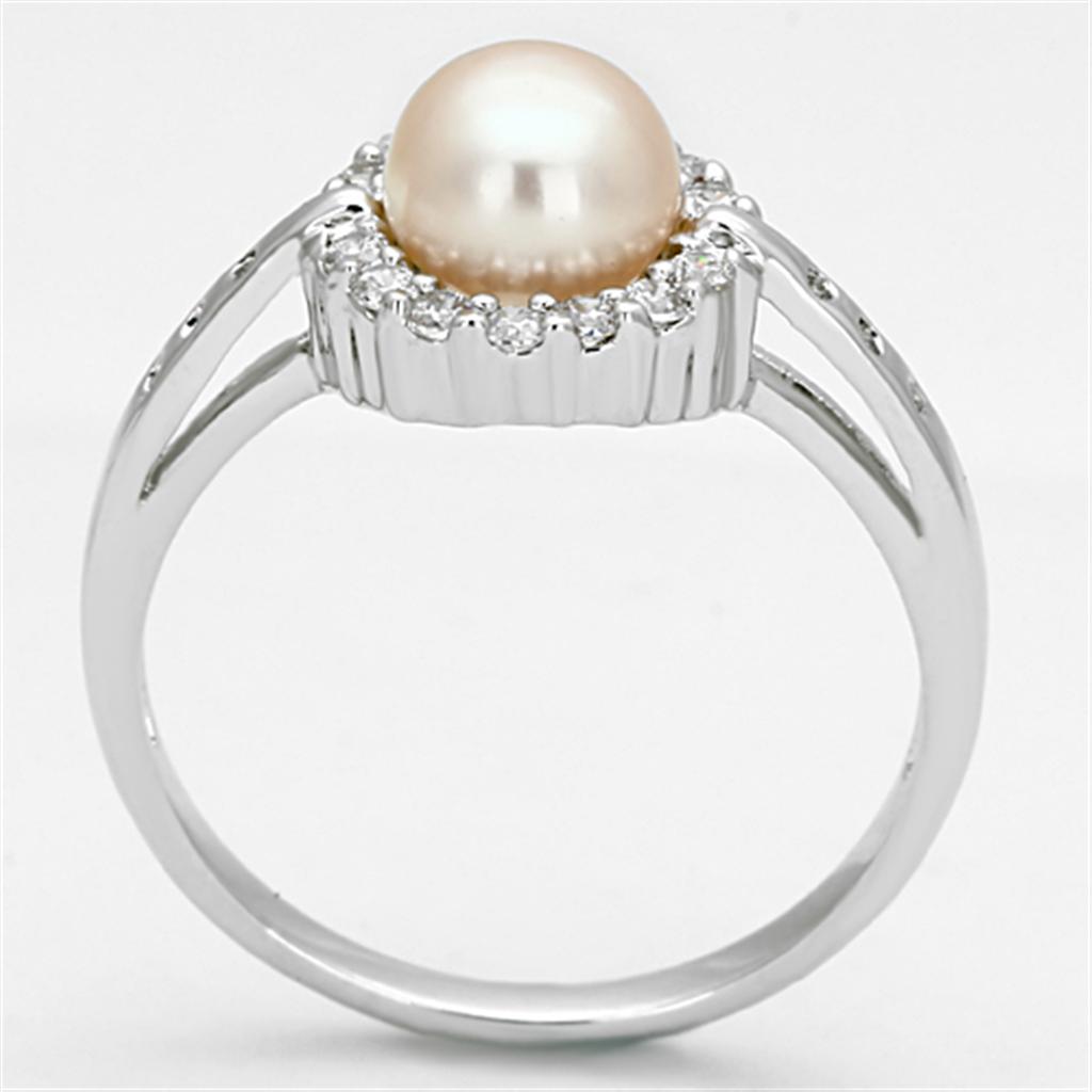 3W487 Rhodium Brass Ring with Synthetic in White