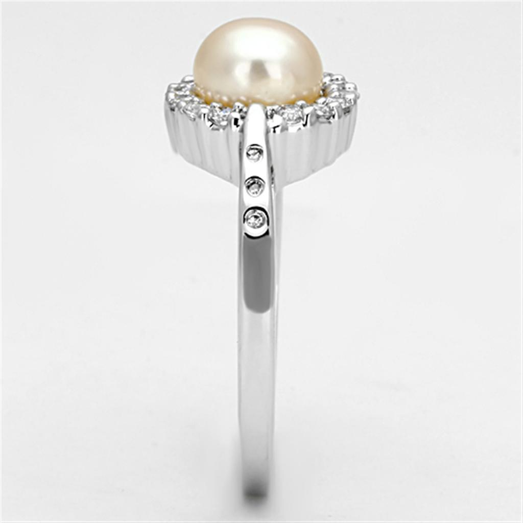 3W487 Rhodium Brass Ring with Synthetic in White