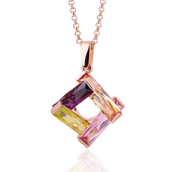 Flaire Necklace in 18K Rose Gold Plated with Swarovski Crystals