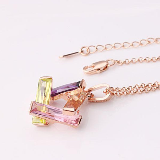 Flaire Necklace in 18K Rose Gold Plated with Swarovski Crystals