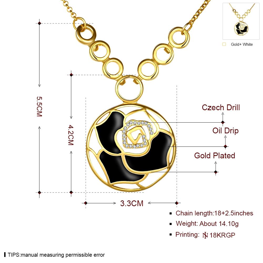 Black Laser Cut Flower Flower Necklace in 18K Gold Plated