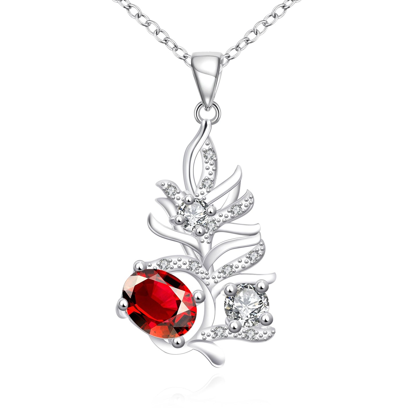 Cross Necklace in 18K White Gold Plated made with Swarovski Crystals
