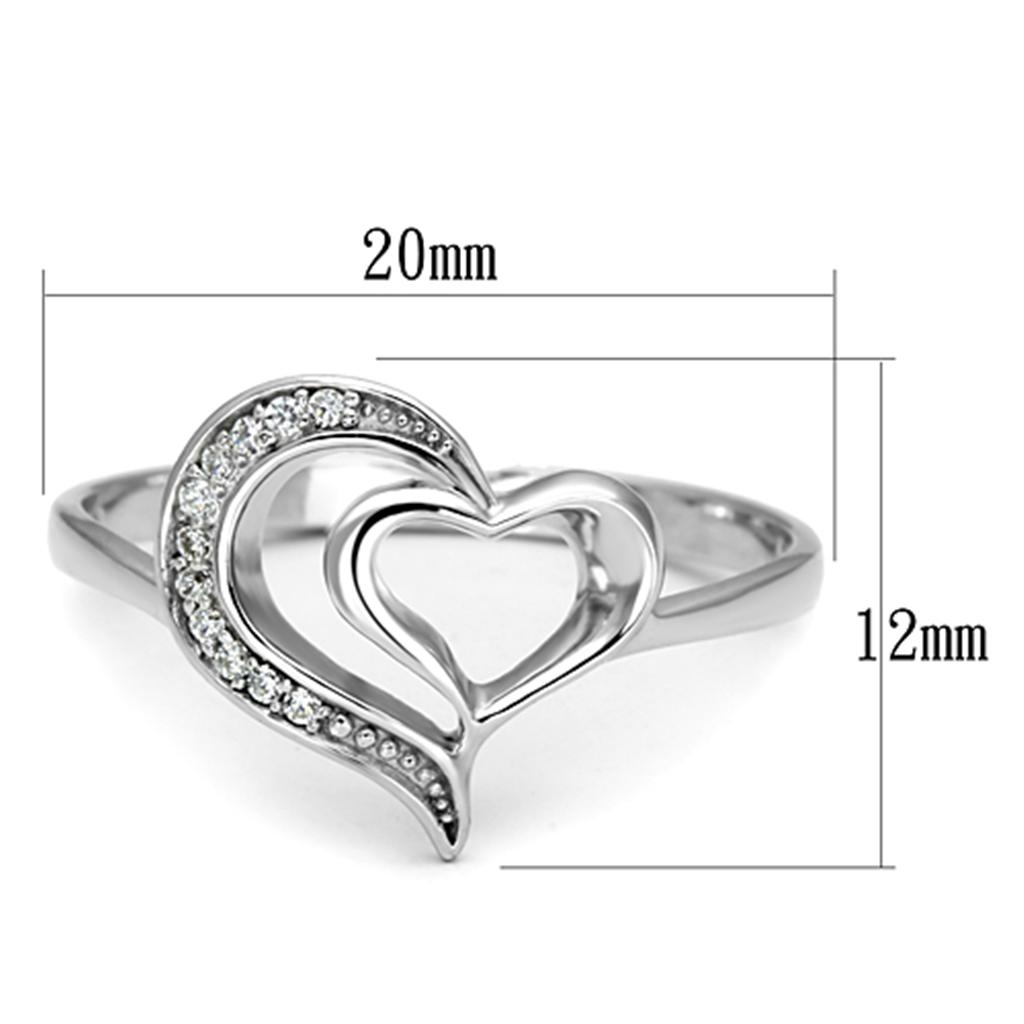 TS093 Rhodium 925 Sterling Silver Ring with AAA
