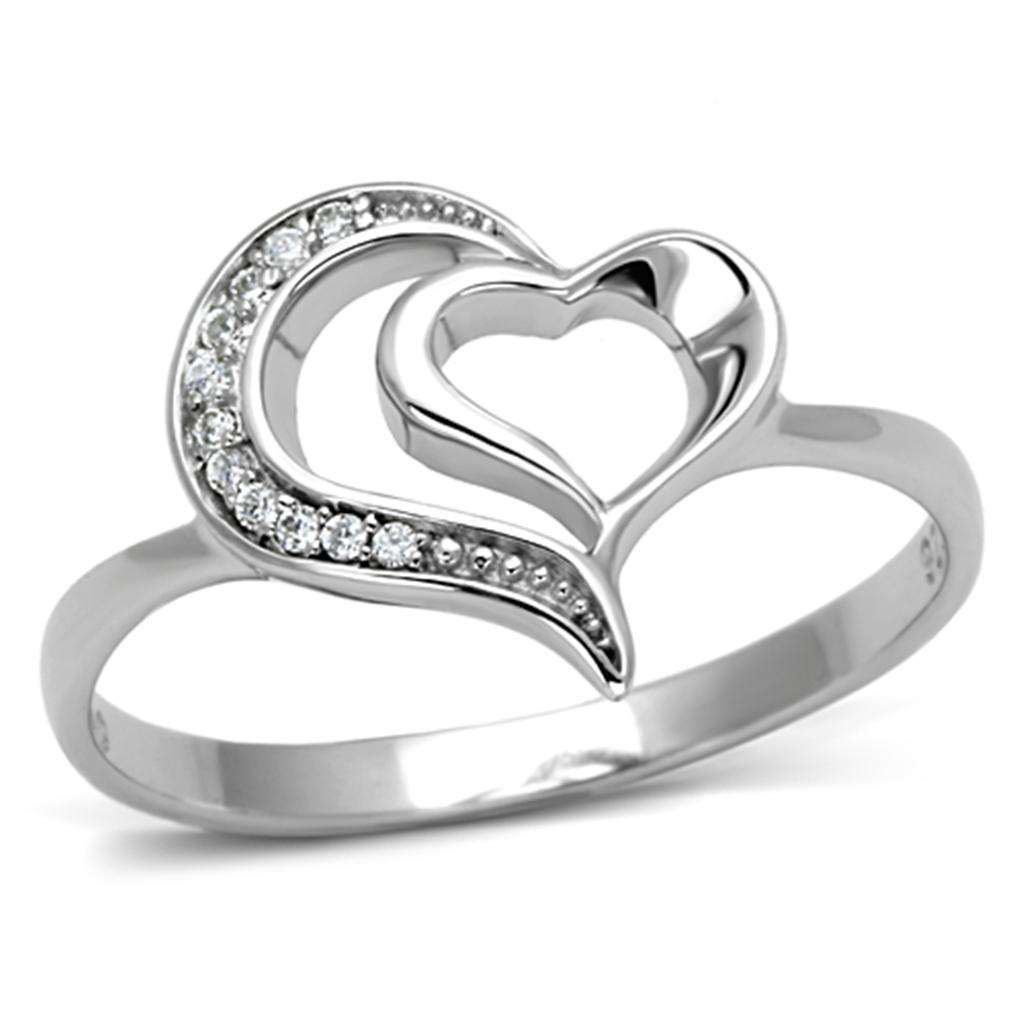 TS093 Rhodium 925 Sterling Silver Ring with AAA