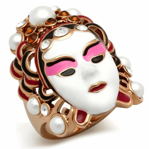 GL163 IP Rose Gold(Ion Plating) Brass Ring with