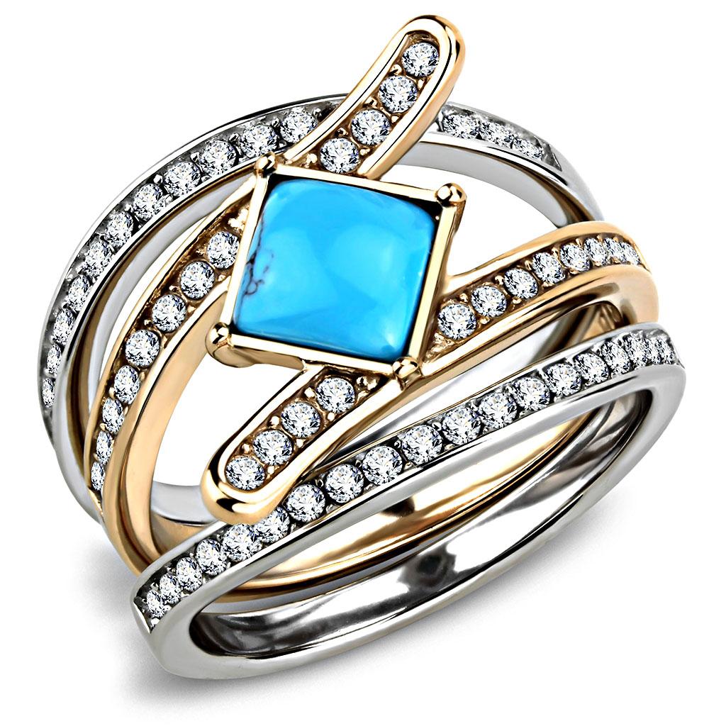 TK3519 Two-Tone IP Rose Gold Stainless Steel Ring
