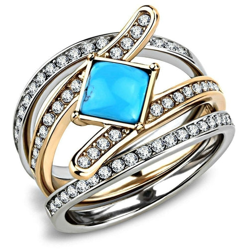 TK3519 Two-Tone IP Rose Gold Stainless Steel Ring