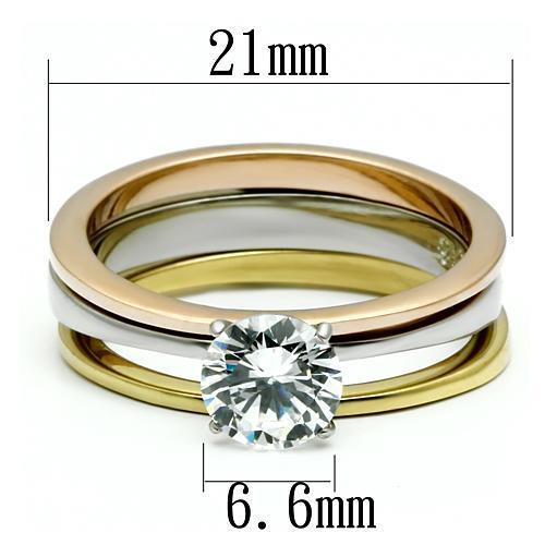 TK620 Three-Tone IP Stainless Steel Ring with AAA