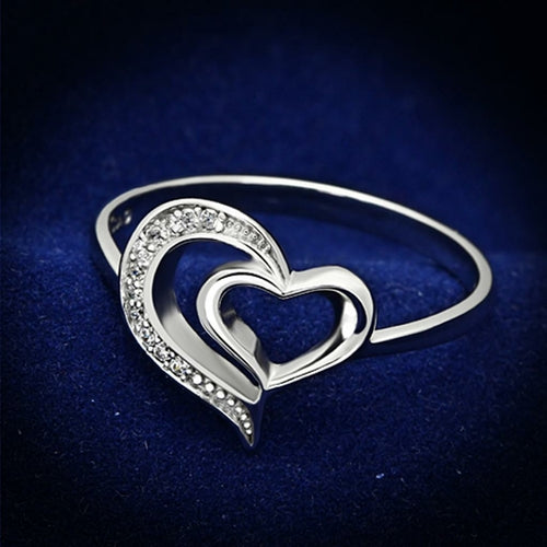 TS093 Rhodium 925 Sterling Silver Ring with AAA