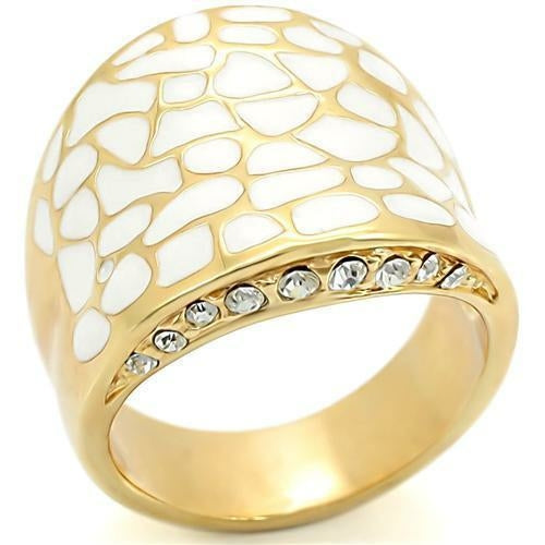 0W379 Gold Brass Ring with Top Grade Crystal in