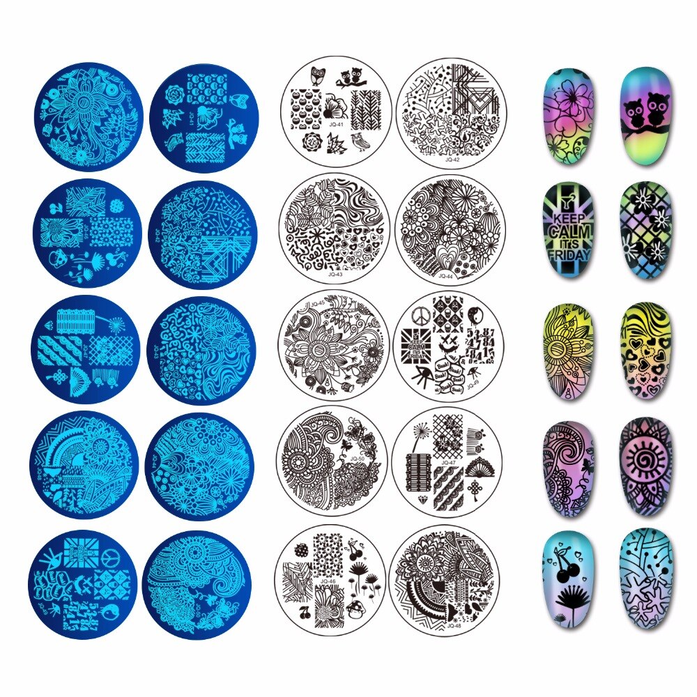 10Pcs Nail Stamping Plates Design Polish Stencils For Nails 1Pc Rose