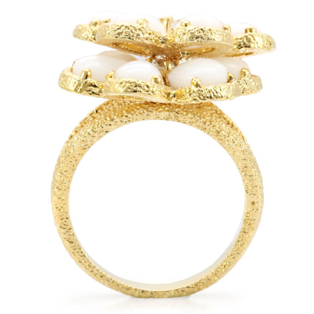 1W045 Gold Brass Ring with Synthetic in White