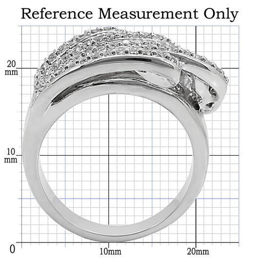 1W018 Rhodium Brass Ring with AAA Grade CZ in