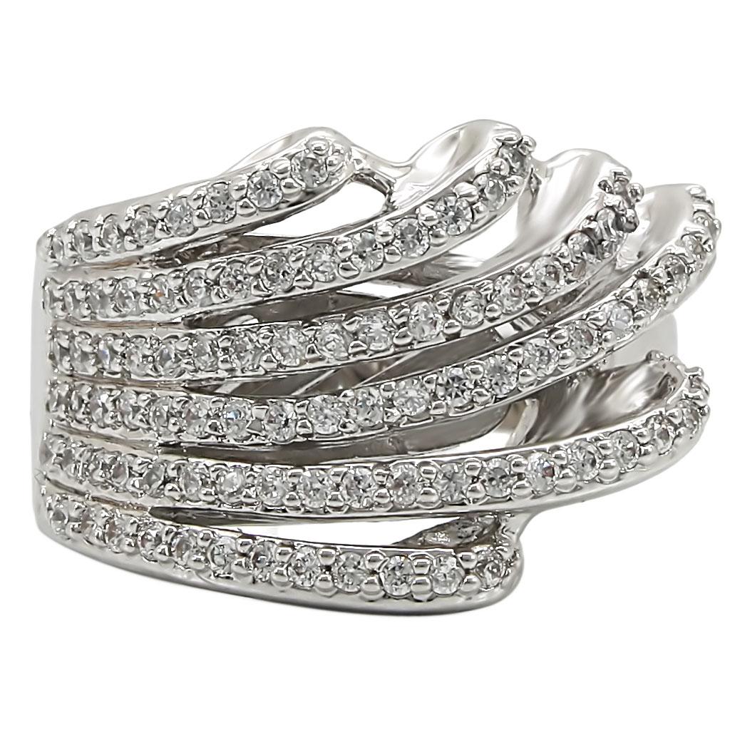 1W018 Rhodium Brass Ring with AAA Grade CZ in