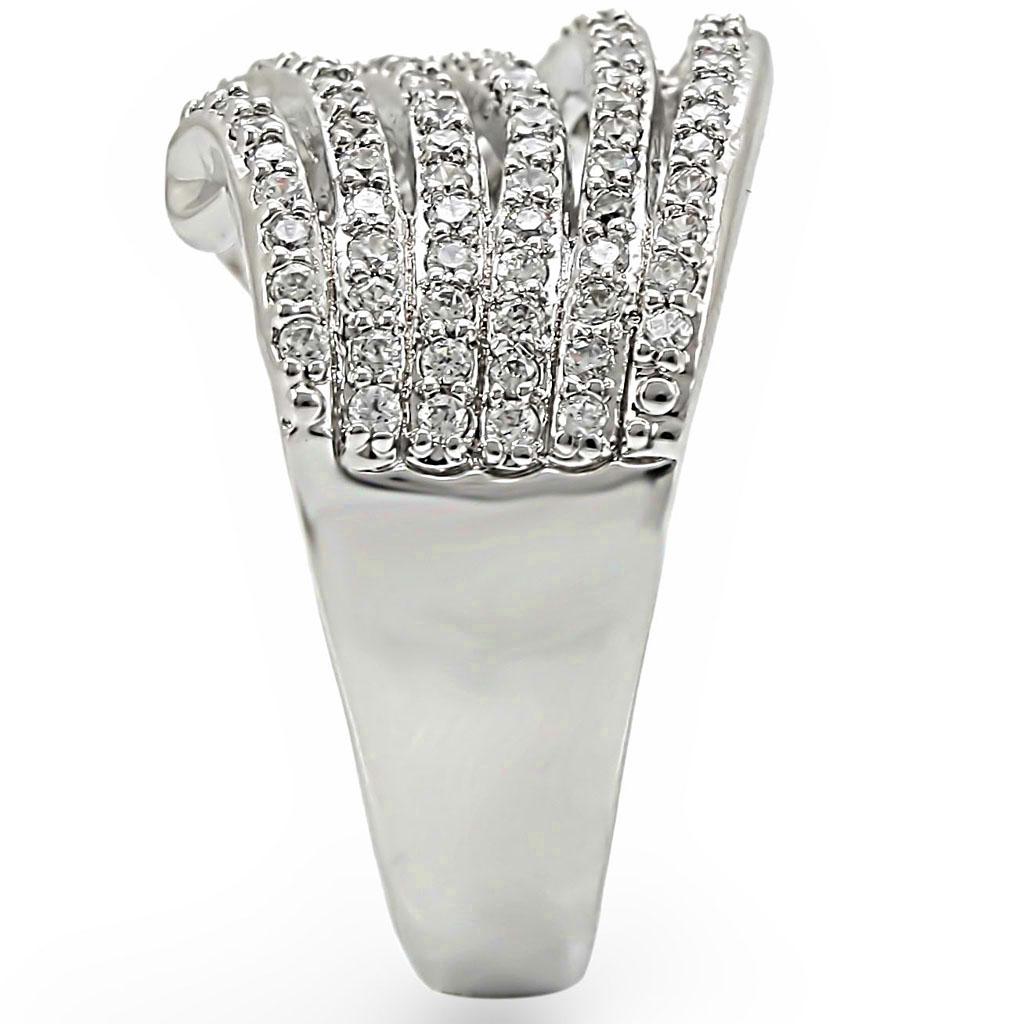 1W018 Rhodium Brass Ring with AAA Grade CZ in