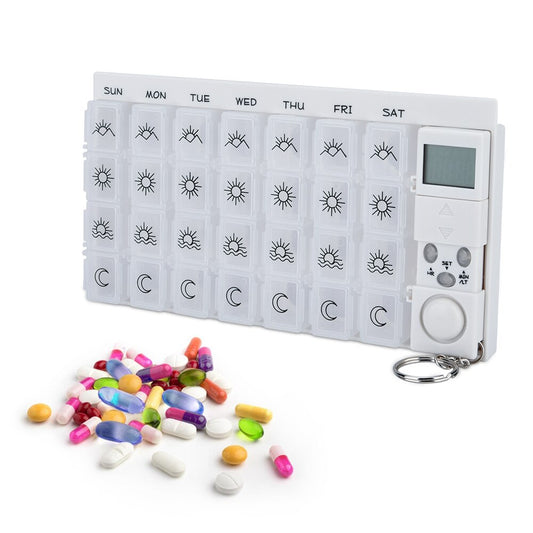 28 Grids Weekly 7 Days Pill Box Medicine Pill Case Organizer LED Timer