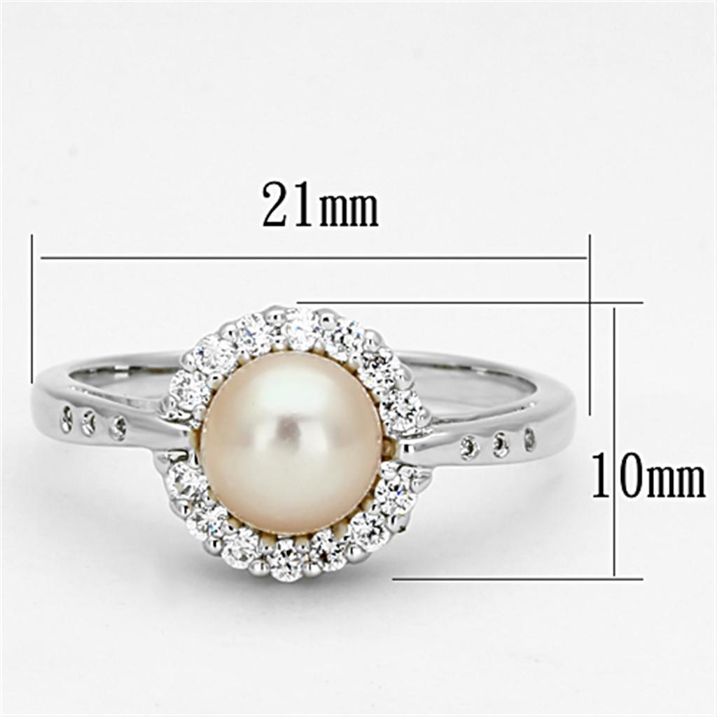 3W487 Rhodium Brass Ring with Synthetic in White