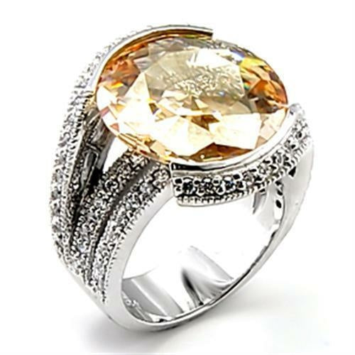 6X045 Rhodium Brass Ring with AAA Grade CZ in