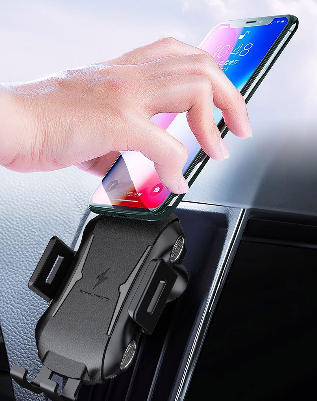 Air Vent Car Automatic Clamping Wireless Charging Phone Holder for