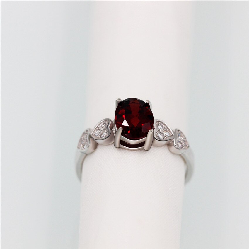 Almei 1ct Retro Red Garnet Love Heart Engagement Rings 925 Sterling