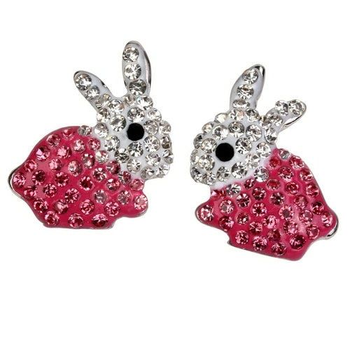 Bunny Ears Stud Crystal Earrings Easter Party Costume Accessories