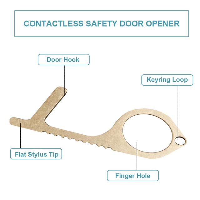 Safe Touch N Go Key Style Contact Less Assist Tool In Brass