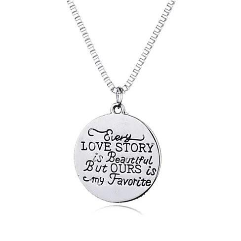Love Quote Pendant and Chain Necklace