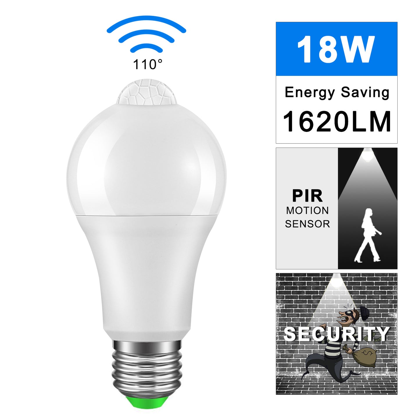 Cool White E27 LED Bulb Light Sensor Lamp Bulb