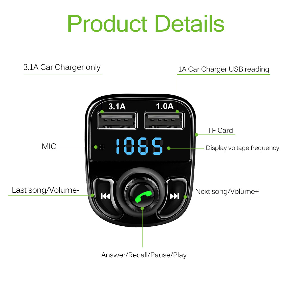 ONEVER Car Kit Bluetooth MP3 Player FM Transmitter