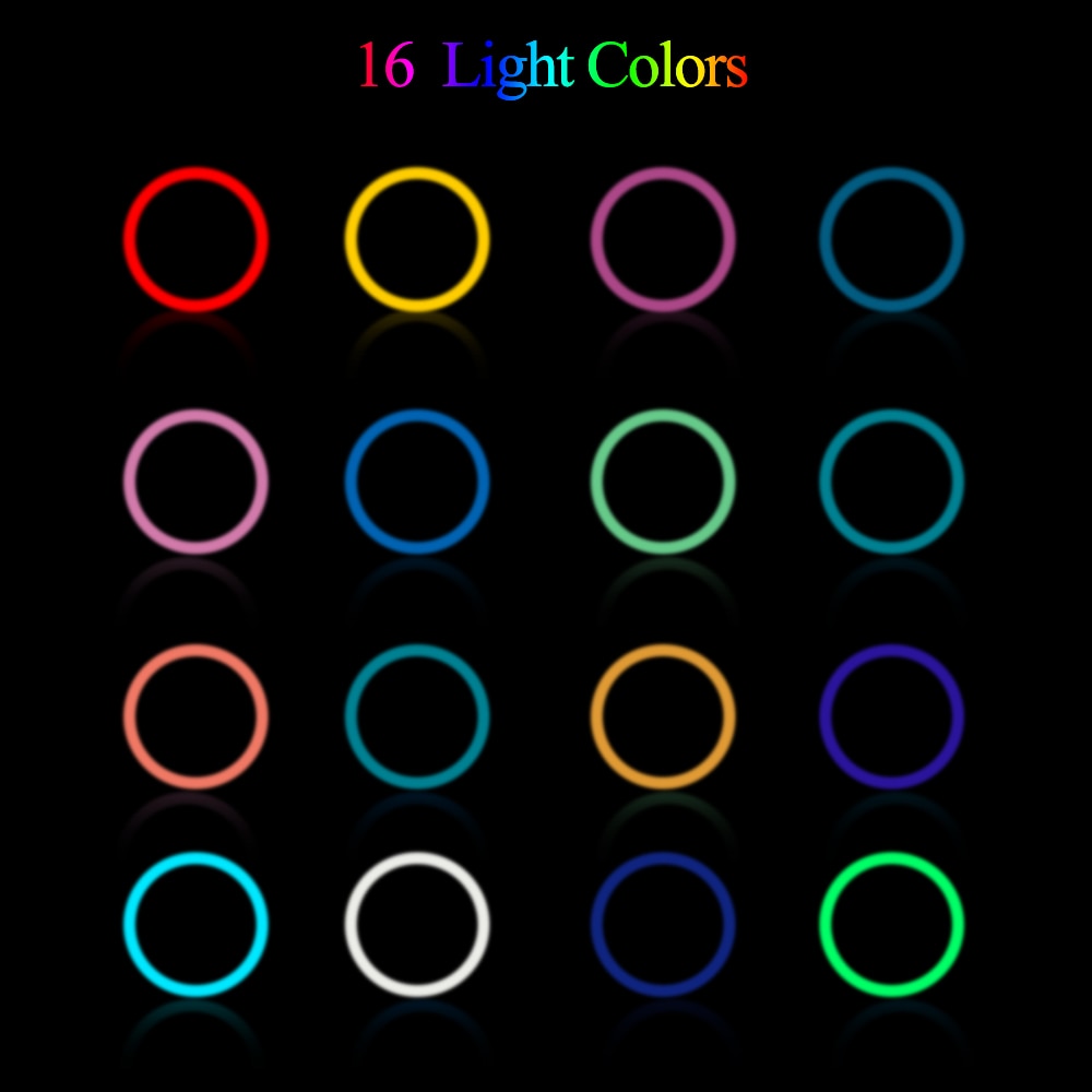 RGB Colorful LED Ring Light 10 Inch 160CM Stand Rainbow Ringlight USB