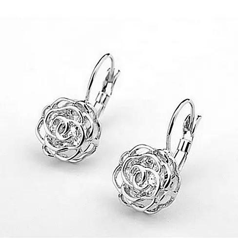 ROSE IS A ROSE 18kt Rose Crystal Earrings In White Yellow And Rose