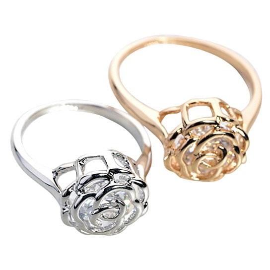 Rose Is A Rose Set of 4 or Rings In 18kt Rose Crystals In White Yellow