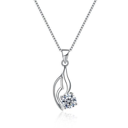 Sterling Silver Necklace with  Crystals