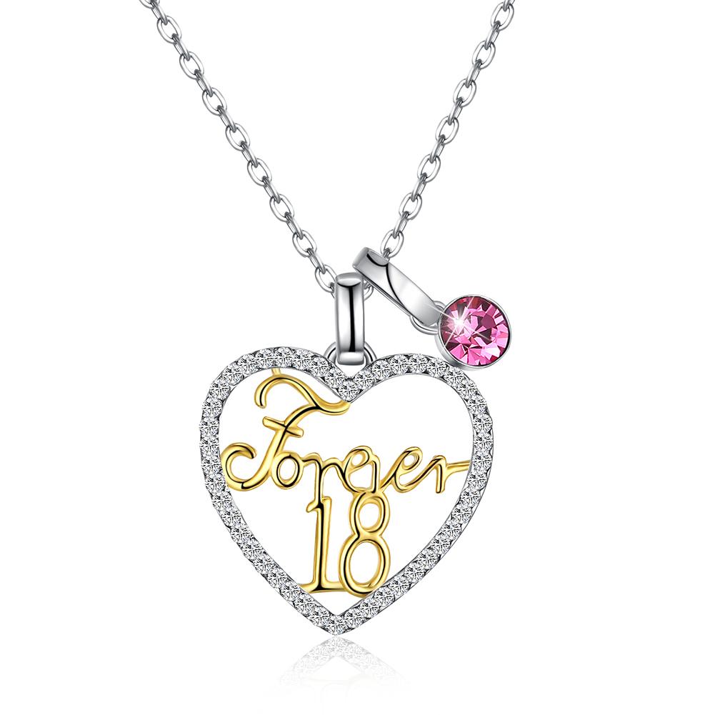 Forever 18 Sterling Silver Necklace with Swarovski Crystals