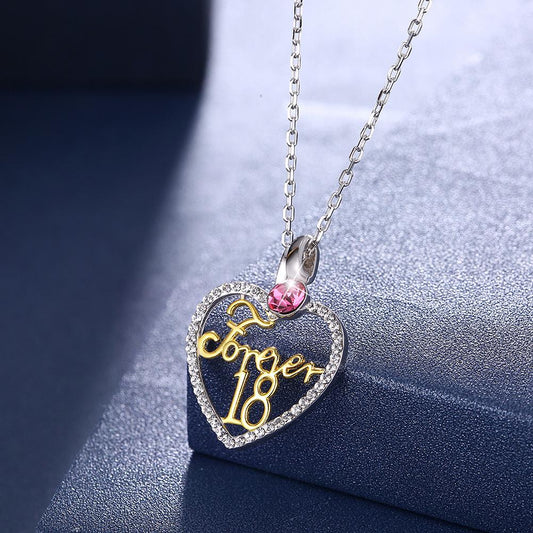 Forever 18 Sterling Silver Necklace with Swarovski Crystals