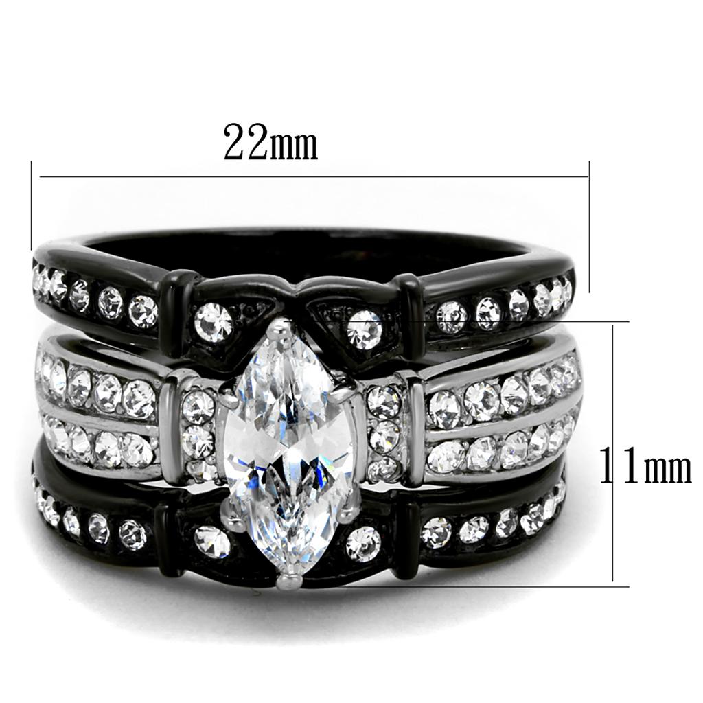 TK1922 Two-Tone IP Black Stainless Steel Ring with