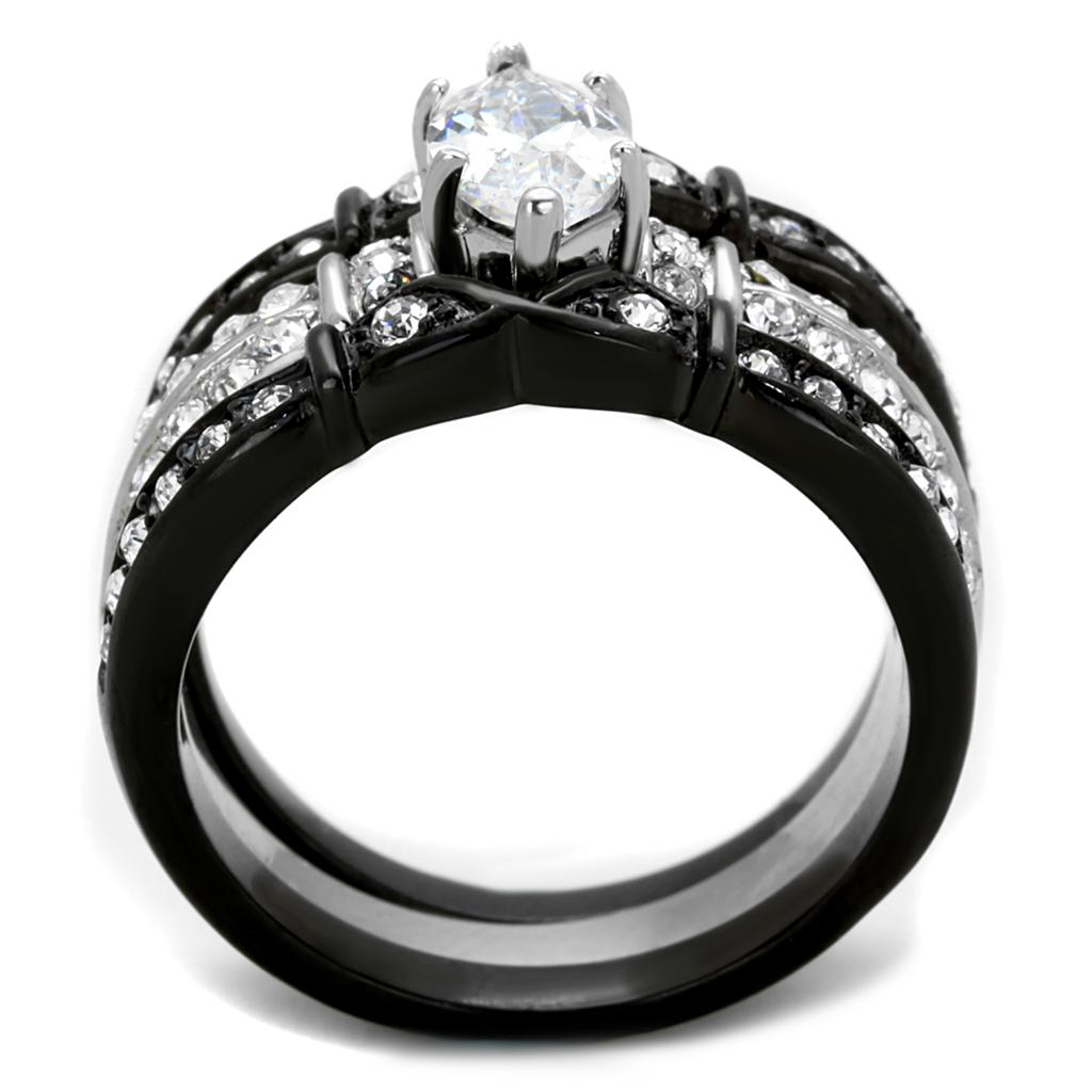 TK1922 Two-Tone IP Black Stainless Steel Ring with