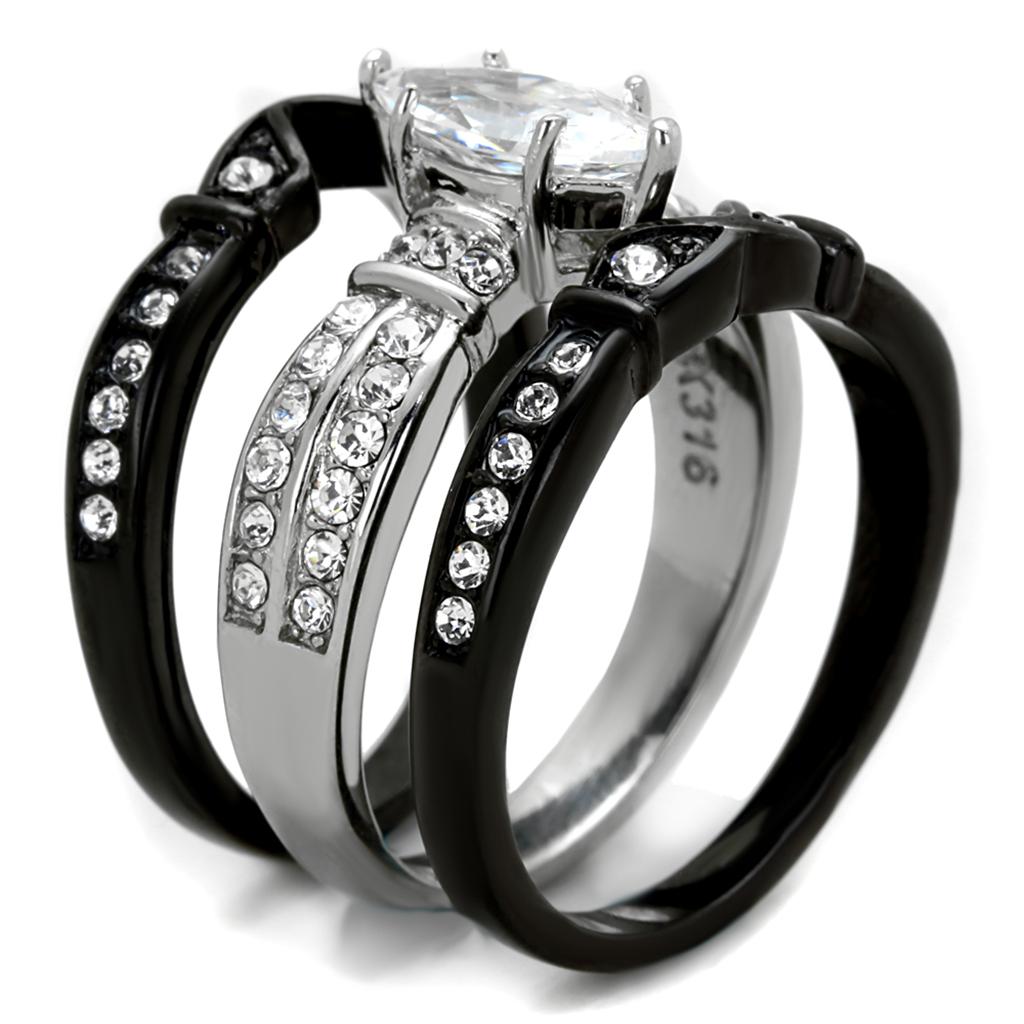 TK1922 Two-Tone IP Black Stainless Steel Ring with